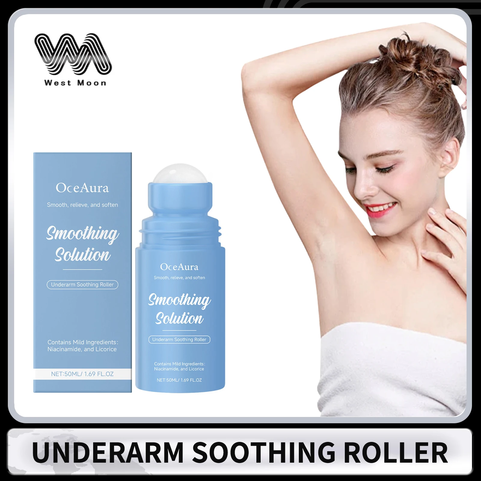 Underarm After Shave Soothing Roller Moisturizing Relieve Armpit Skin Pain Discomfort Reduce Redness Improve Dullness Quick-Dry