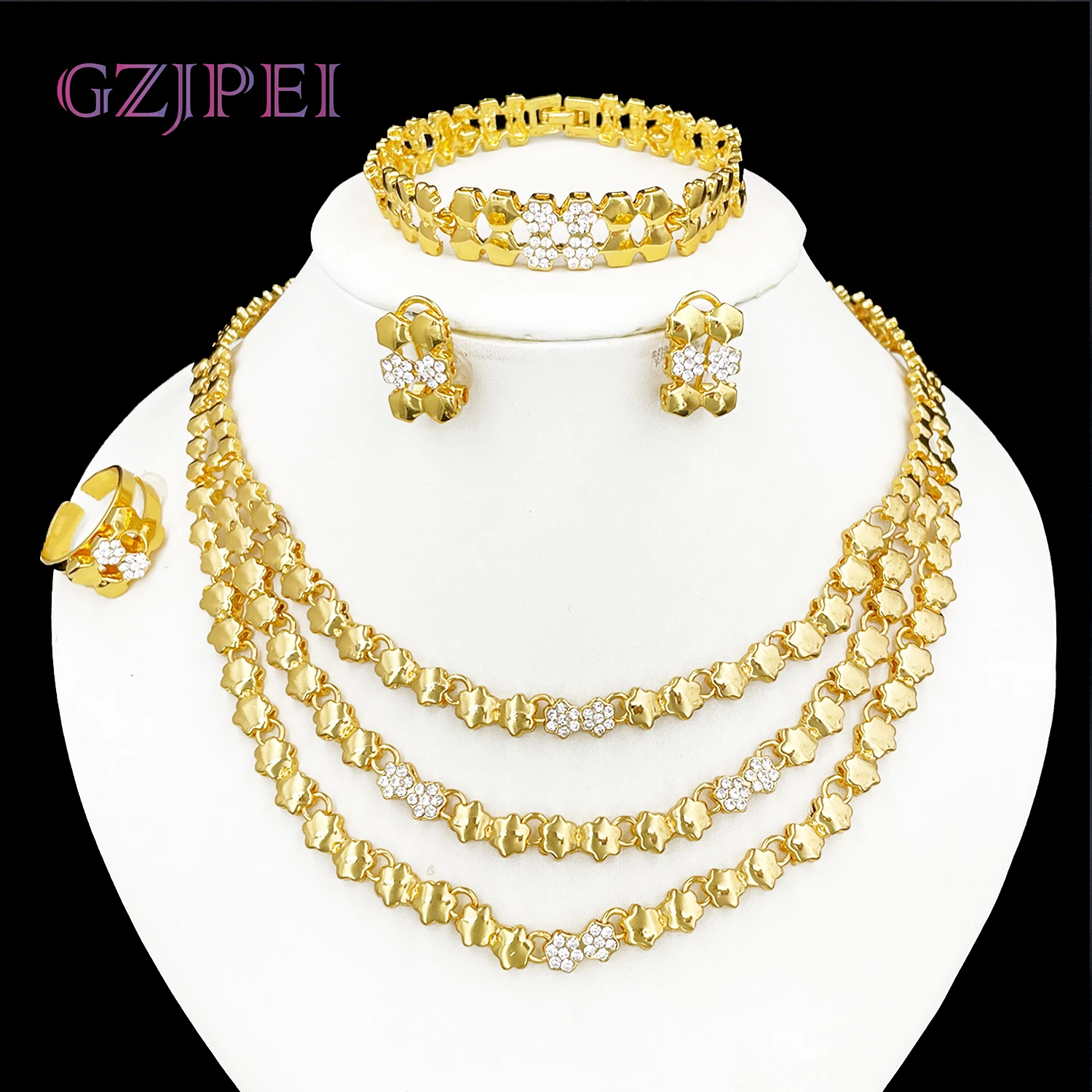 

Gold Color Jewelry Sets For Women Necklace Sets For Women bijoux de mode ensembles de bijoux