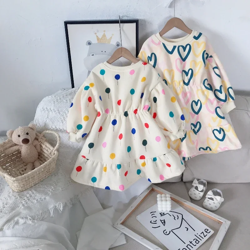 Fall Girls Dresses Spring Autumn Long Sleeve Casual Dress Baby Girl Cotton Colorful Balloon Dress Toddler Kids Halloween Dress