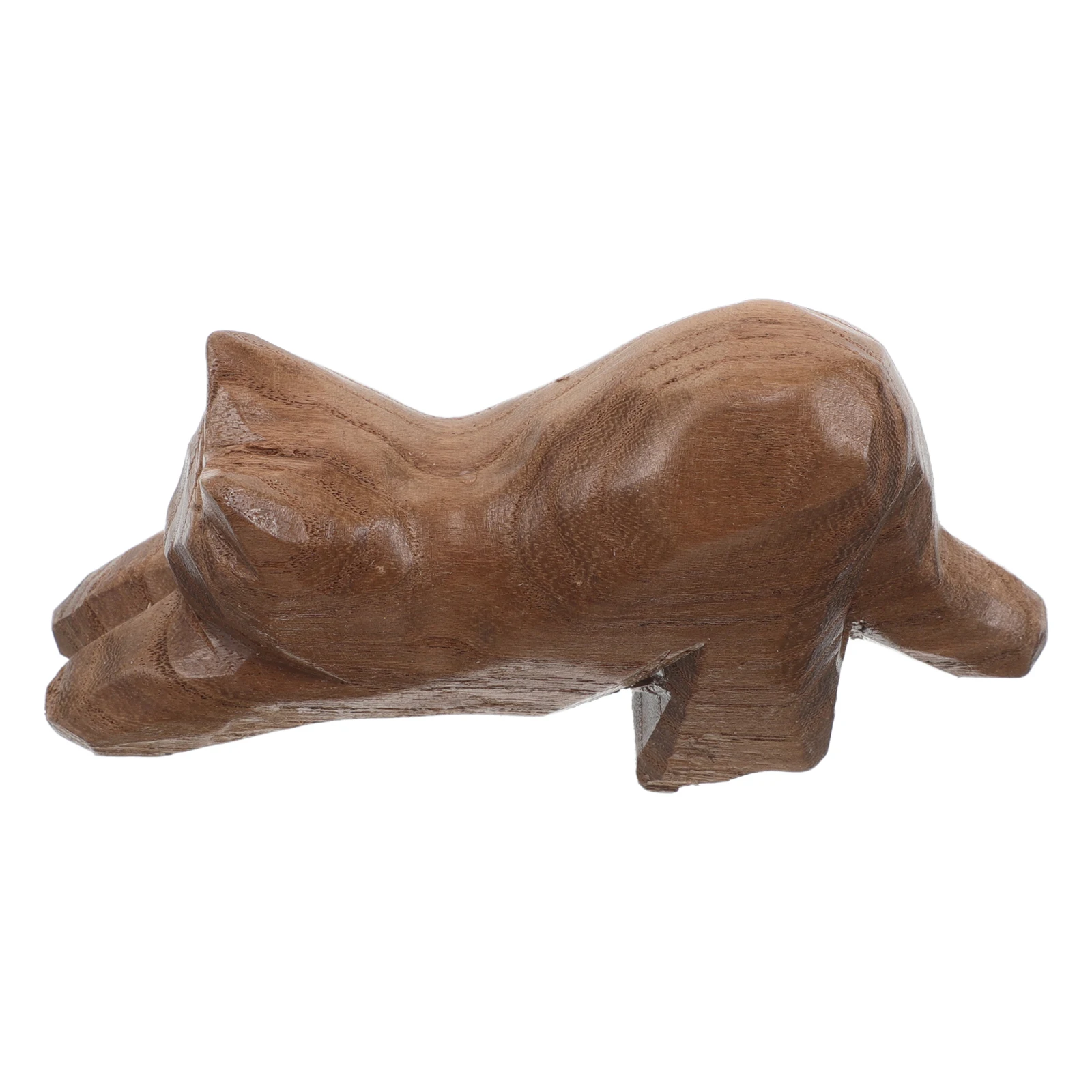 

Wooden Hand Carved Cute Woodcarving Cat Statue Home Decor Statue Kitten Ornament DIY Cat Knitting Wood Animal Carvings