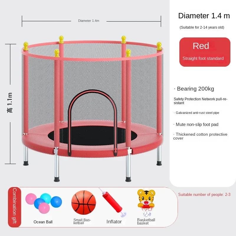 Jumping Diameter 1.4M Trampoline Bed High Safety Net Trampoline Table Indoor Bounce Bed Birthday Gift