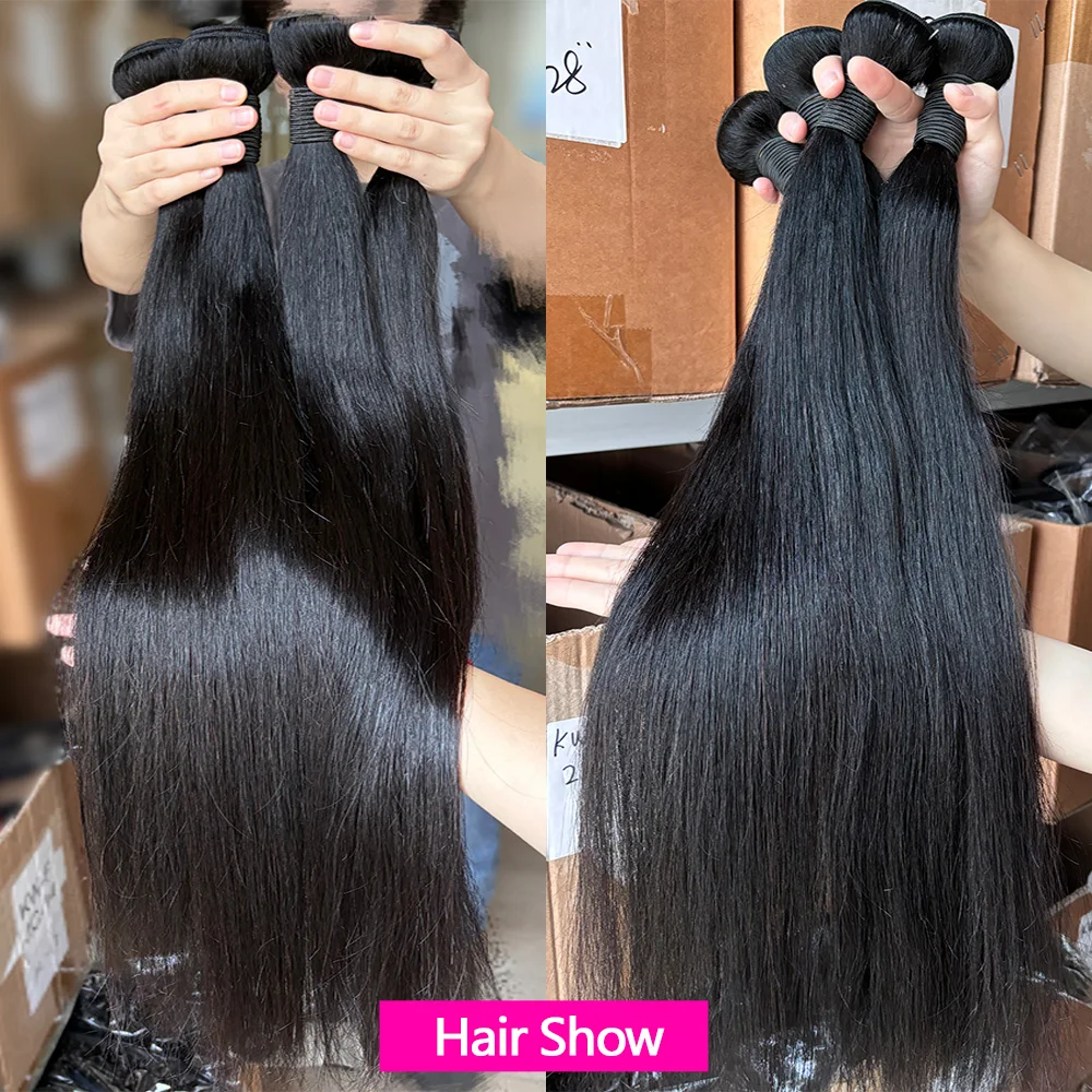 Annione STRAIGHT Human Hair Bundles 12A รวมกลุ่มผมดิบ 100% มนุษย์ผมบราซิล WAVE 3/4 Bundle BULK Braiding Hair EXTENSION