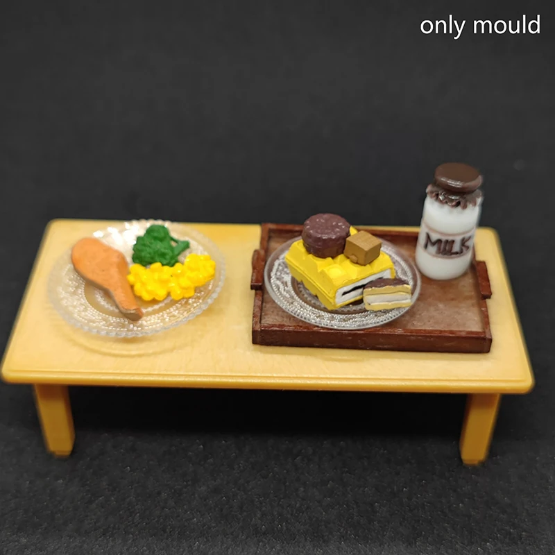 DIY Dollhouse Miniature Dish Silicone Mold Doll House Tableware Model Dollhouse Kitchen Pretend Play Toy Epoxy Resin Caste Mould