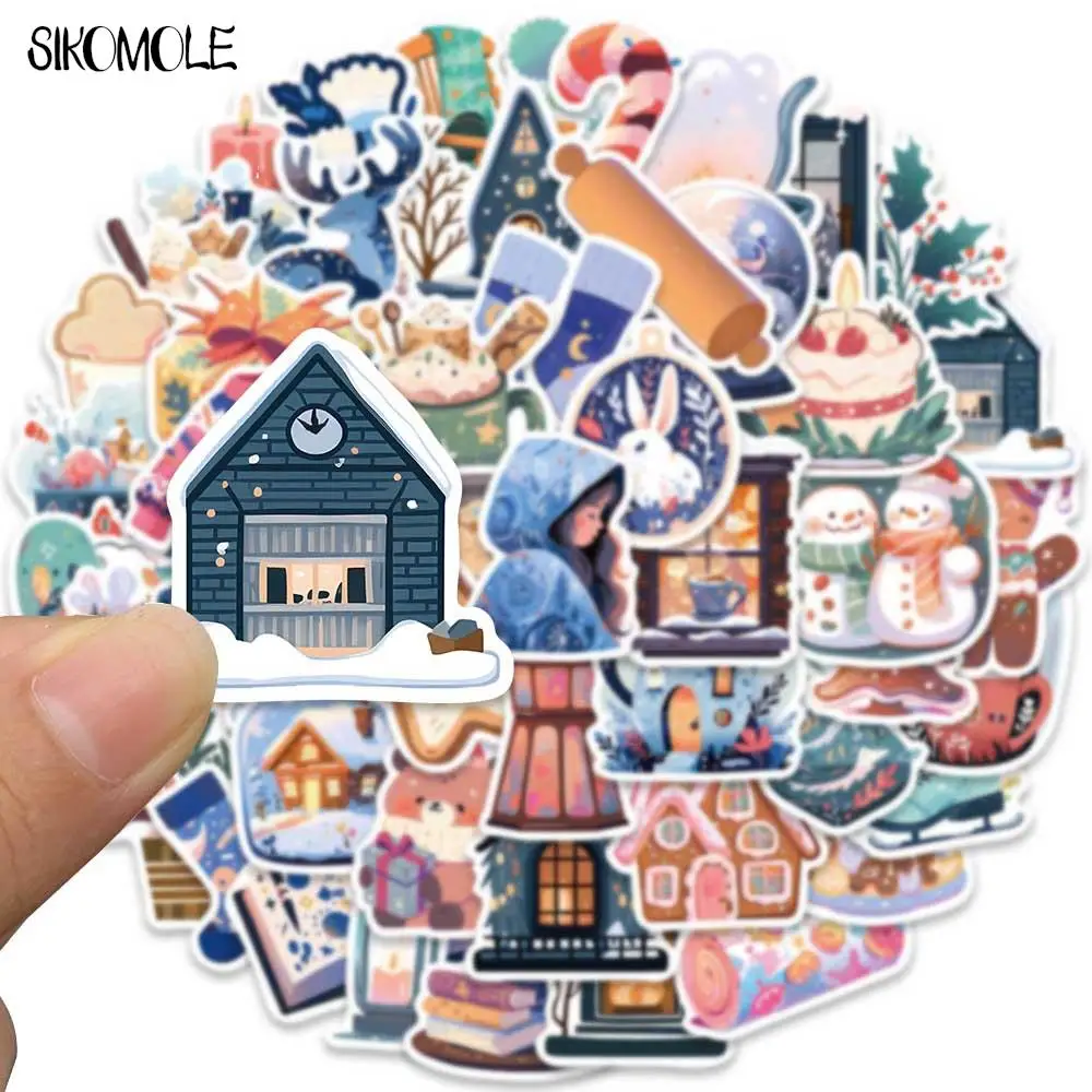 10/30/50PCS Winter Happy Life Cartoon Stickers Christmas Kawaii DIY Travel Luggage Guitar Fridge Laptop Graffiti Sticker Kids