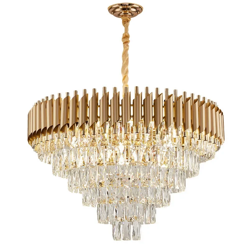 

E14 Home Deco Black Gold Crystal Chandelier Lighting Lustre Hanging Lamp Suspension Luminaire Lampen For Living Room