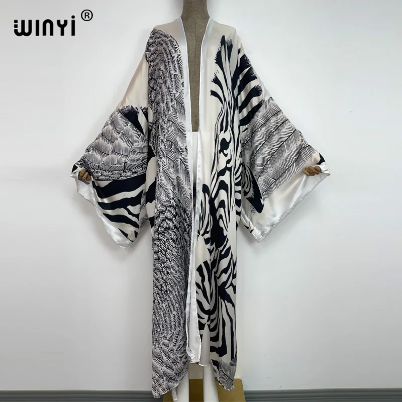 

2022 WINYI Summer party Beach Wear Swim Suit Cover up Africa women boho Cardigan stitch colorful sexy Holiday long Sleeve Kimono