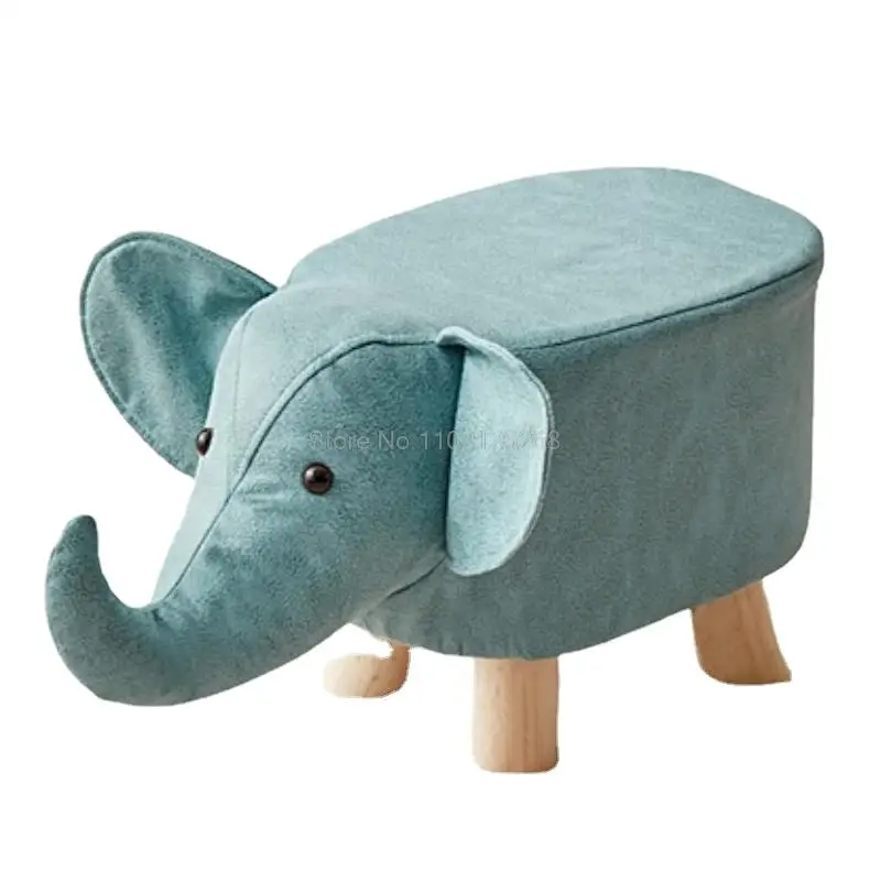 

Baby Shining Baby Seat Sofa Animal Furniture Solid Wood Household Cute Cartoon Chair Children Small Bench Leather Shoe Stool