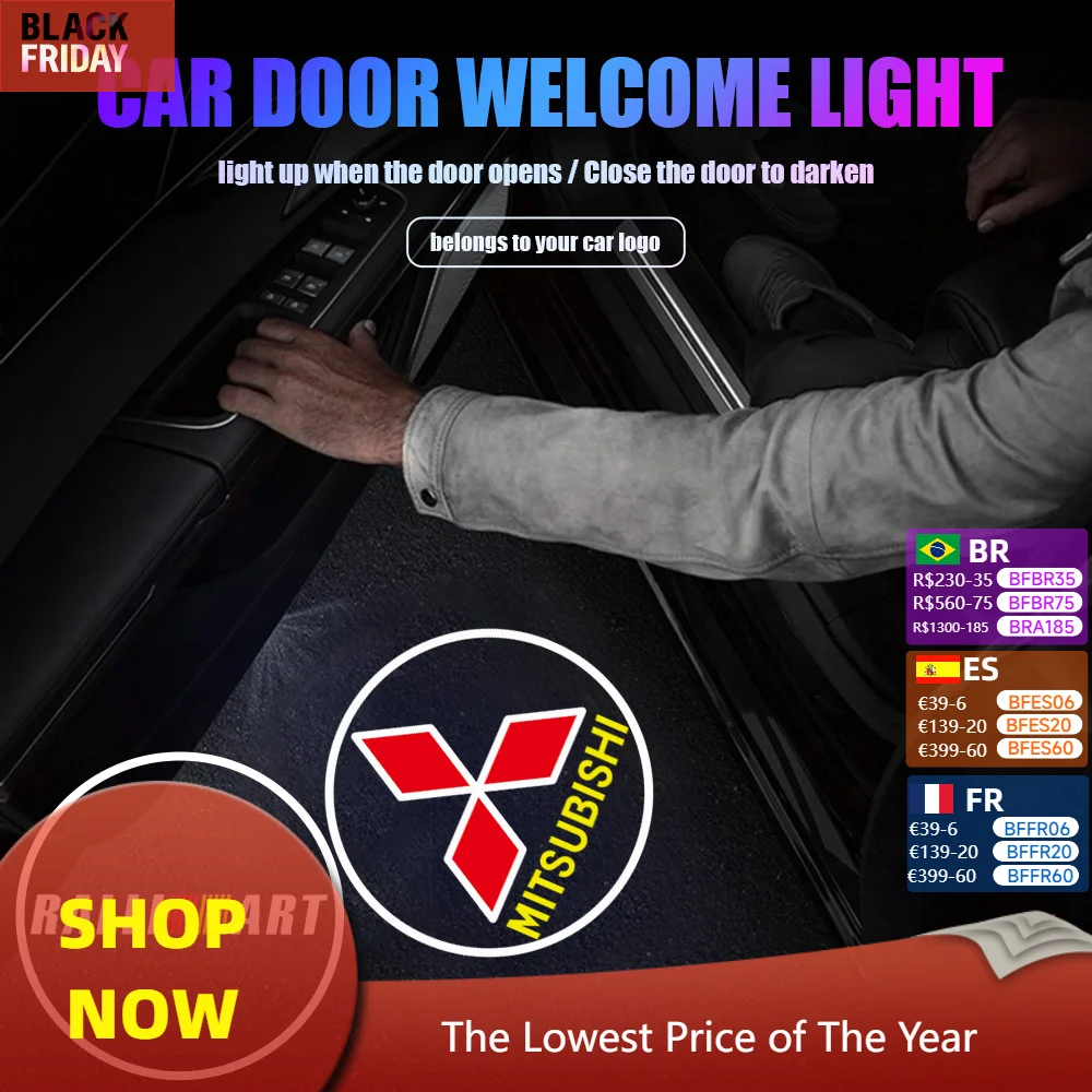 1PCS Car Door Welcome Light LED Laser Projector Light Auto Accessories For Mitsubishi Ralliart Lancer Outlander ASX Competition