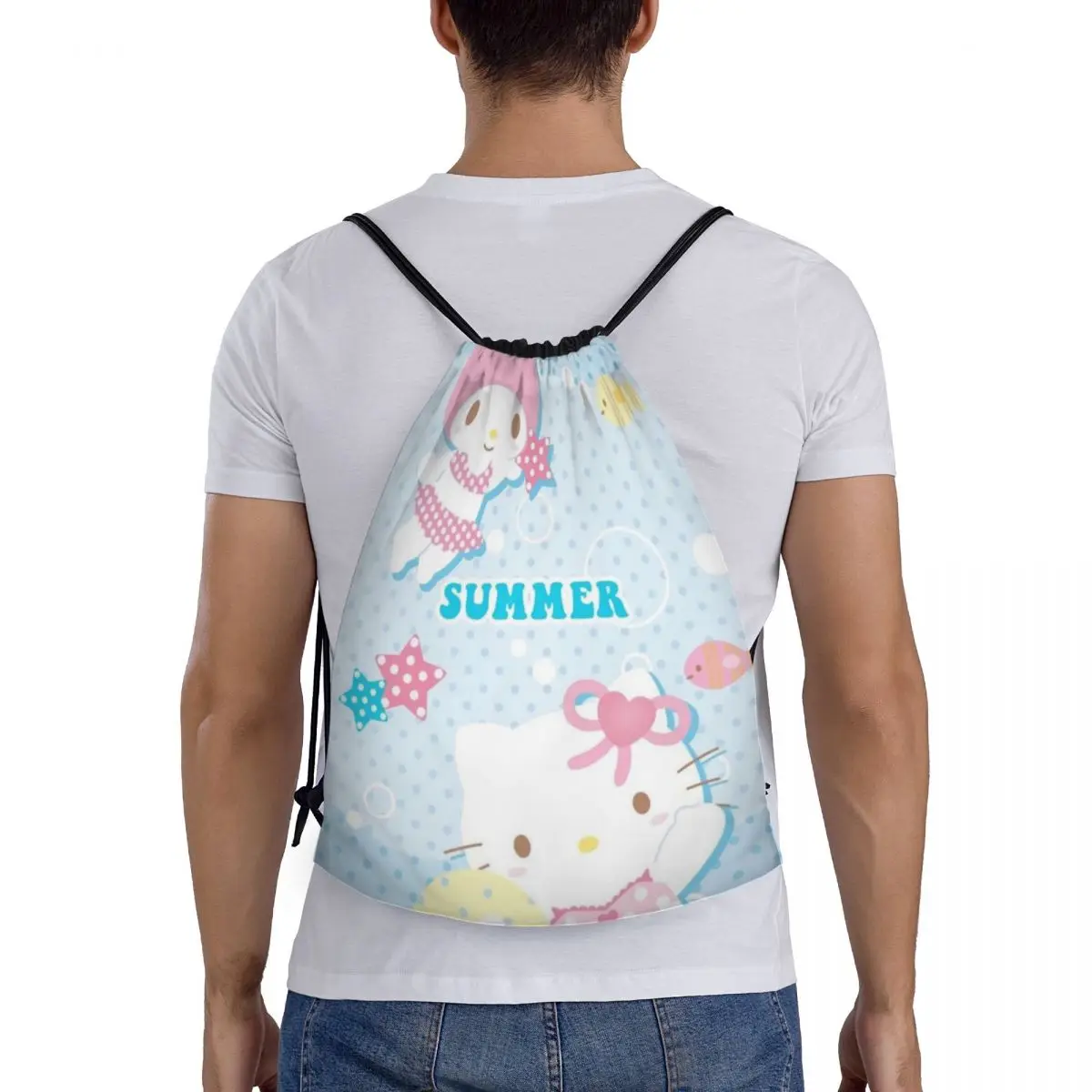 My Melody Drawstring Back Pack Bag Travel Storage Package Teenagers Beach Tote Bag School Sport Shoe Bag Portable