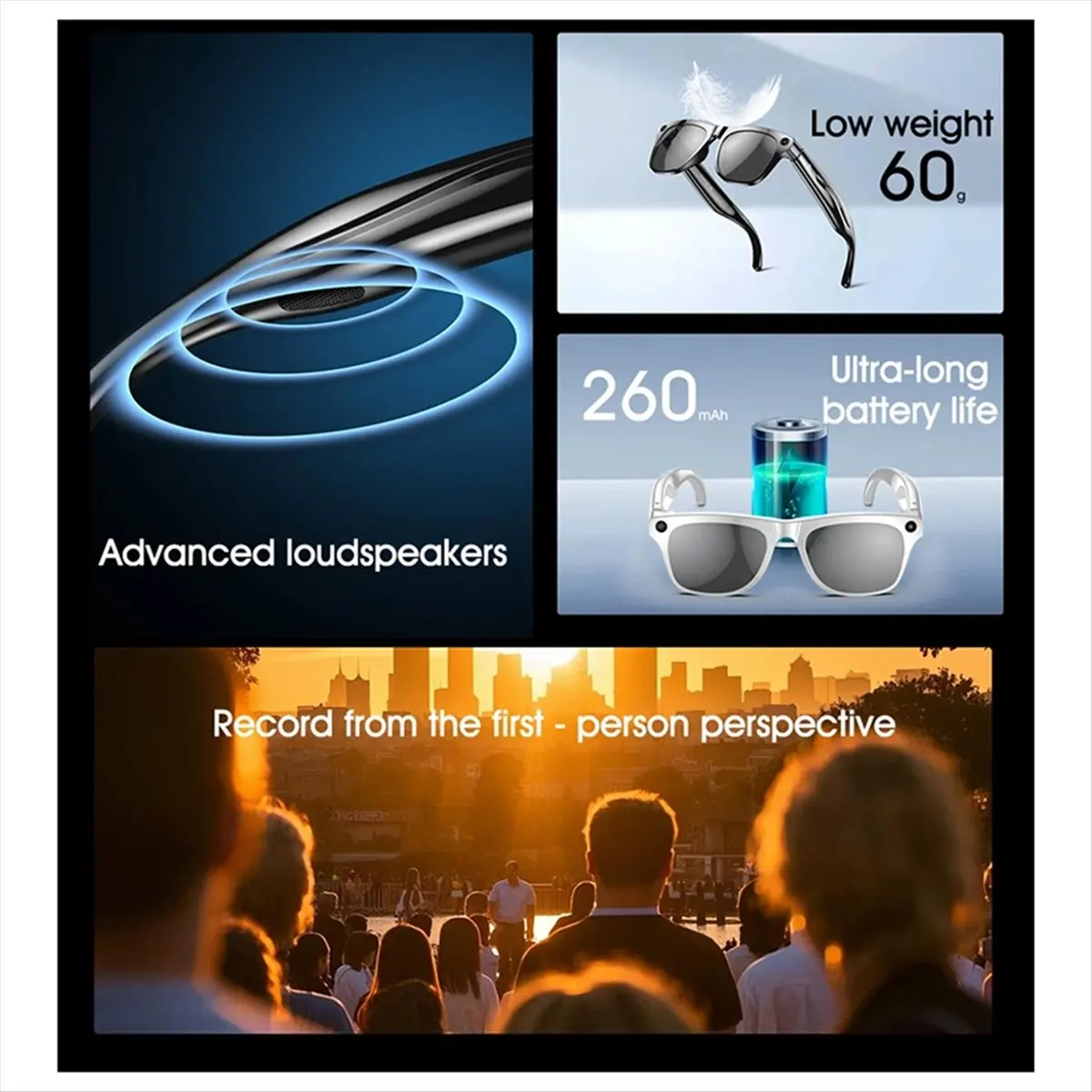 نظارات ذكية ثابتة بدقة 4K عالية الدقة AI، نظارات فوتوكروميك لتسجيل الفيديو، نظارات مكالمات بلوتوث، نظارات ترجمة مشغل الموسيقى #1