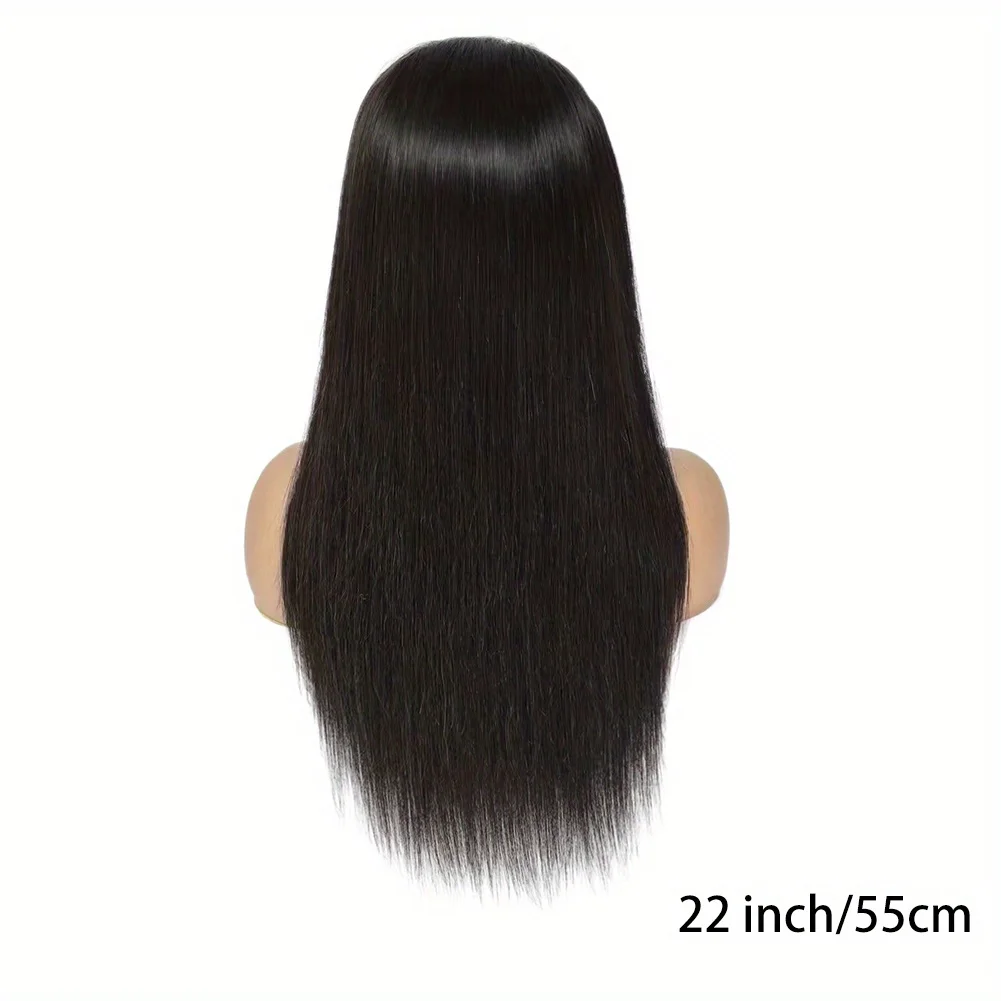 Klebefreie Wear-and-Go-Perücken, 13x4 glatte Echthaarperücken, 200 % Dichte, vorgeschnittene Spitze, freier Teil, klebefrei, im Angebot – Detail 5