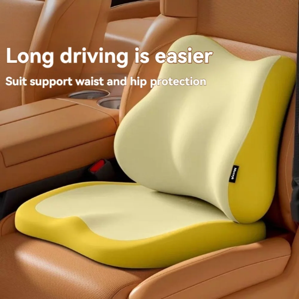 2-Pack Memory Foam Lumbar Support Cushions for Seats, Waist Protectors for Long Sitting, Rear Seat Cushions, Height-Boost Driving Cushions. Compatible with All Car Models and Office Chairs