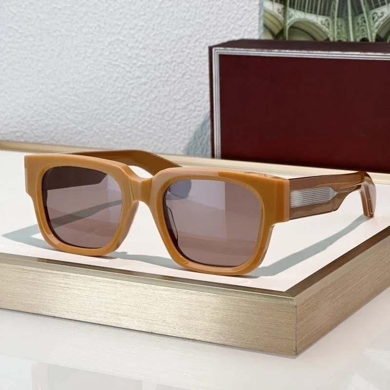 

ENZO Thick Acetate Women Sunglasses Female Men Handmade Square Vintage Retro Outdoor Eyewear Shades for Sun with Case