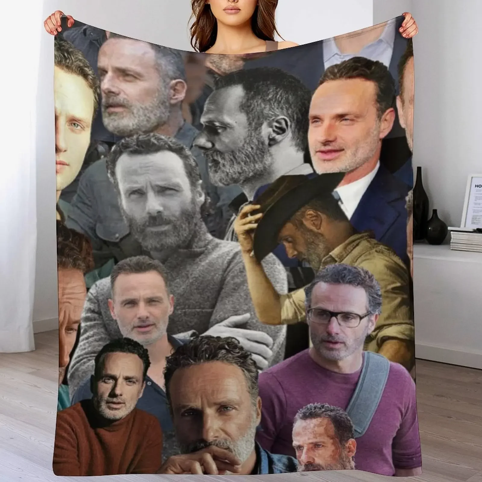 

andrew lincoln photo collage Throw Blanket Thermals For Travel Kid'S Thins Decorative Sofa Blankets