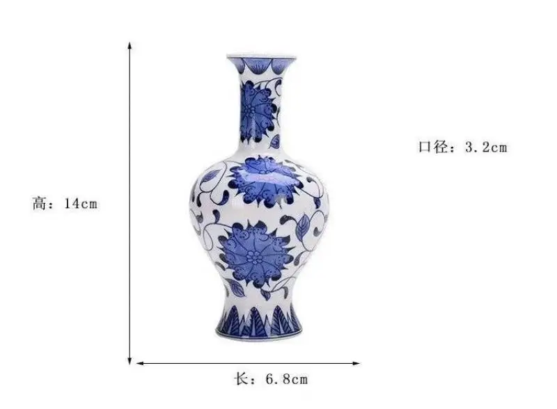 Chinese Blue and White Porcelain Flower Pattern Vase,Painted vase Exquisite Home Decorations