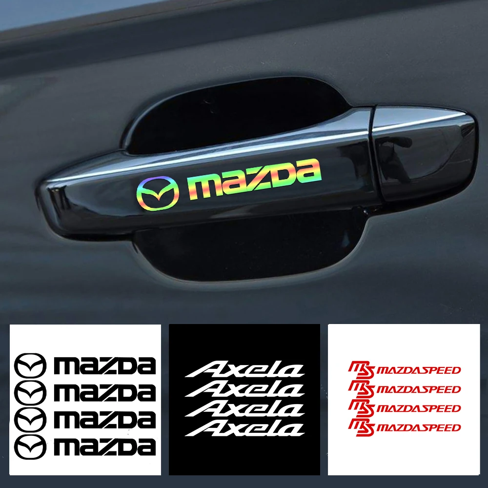 4pcs Car Reflective Vinyl Sticker Door Handle Mirror Wiper Decoration Sticker For Mazda 3 6 Axela CX-3 CX-5 CX-8 MS Demio MPS