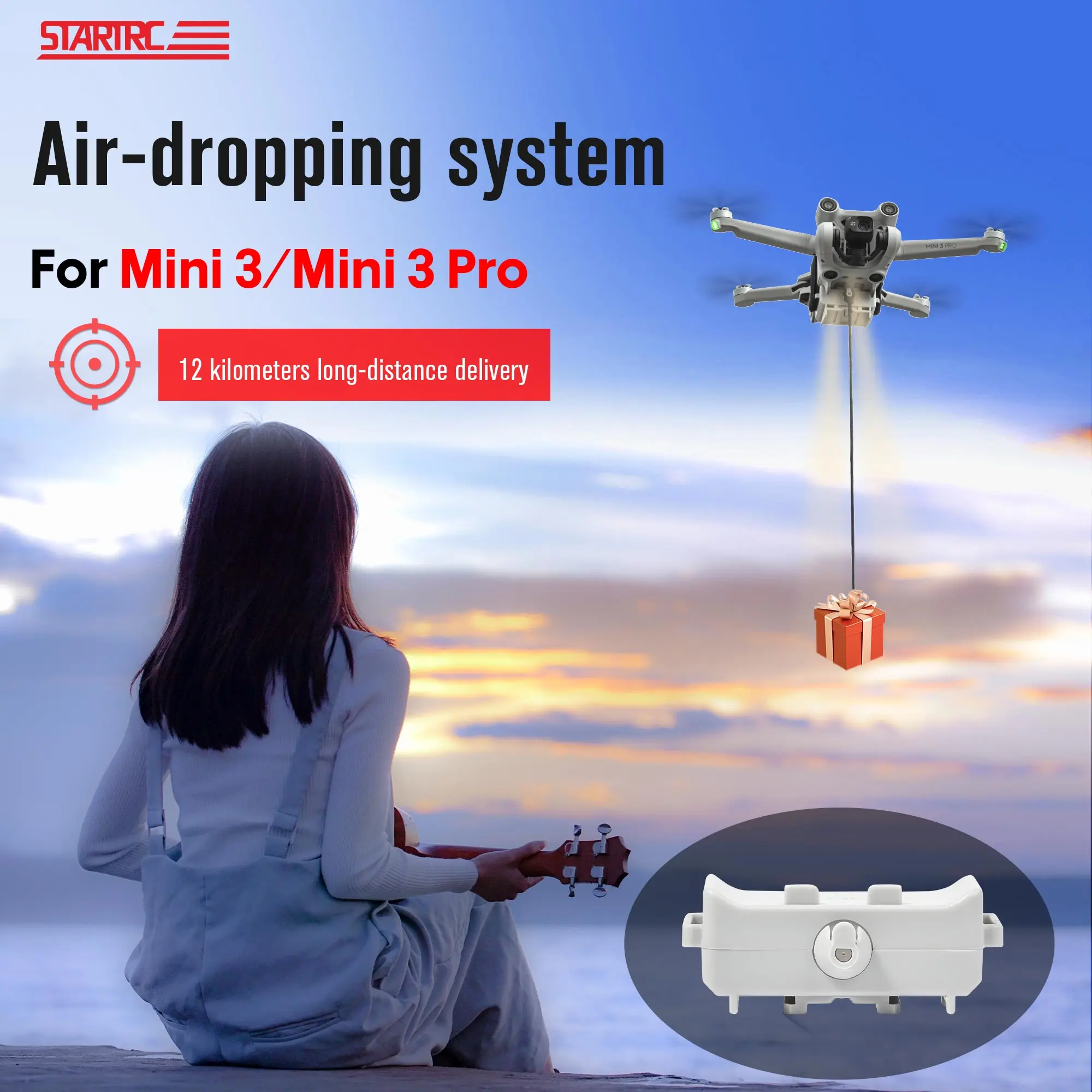 Airdrop System for DJI Mini 3 PRO Accessory 12KM Delivery Air-dropping Dropper Mini 3 Drone Sea Fishing Gift Ring Rescue Thrower