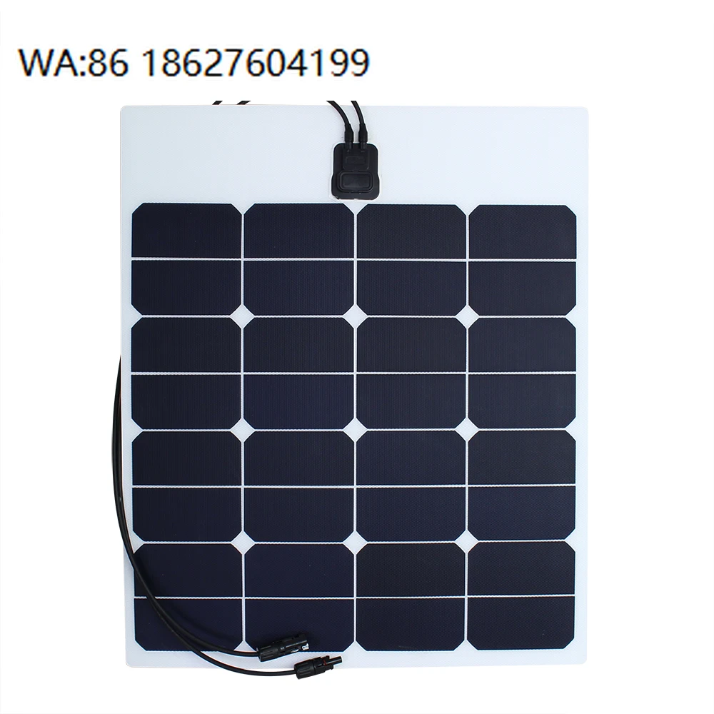50W PET Semi-Flexible Solar Panel, 23% Efficiency Fast Charge USB Module Outdoor Off Grid Use