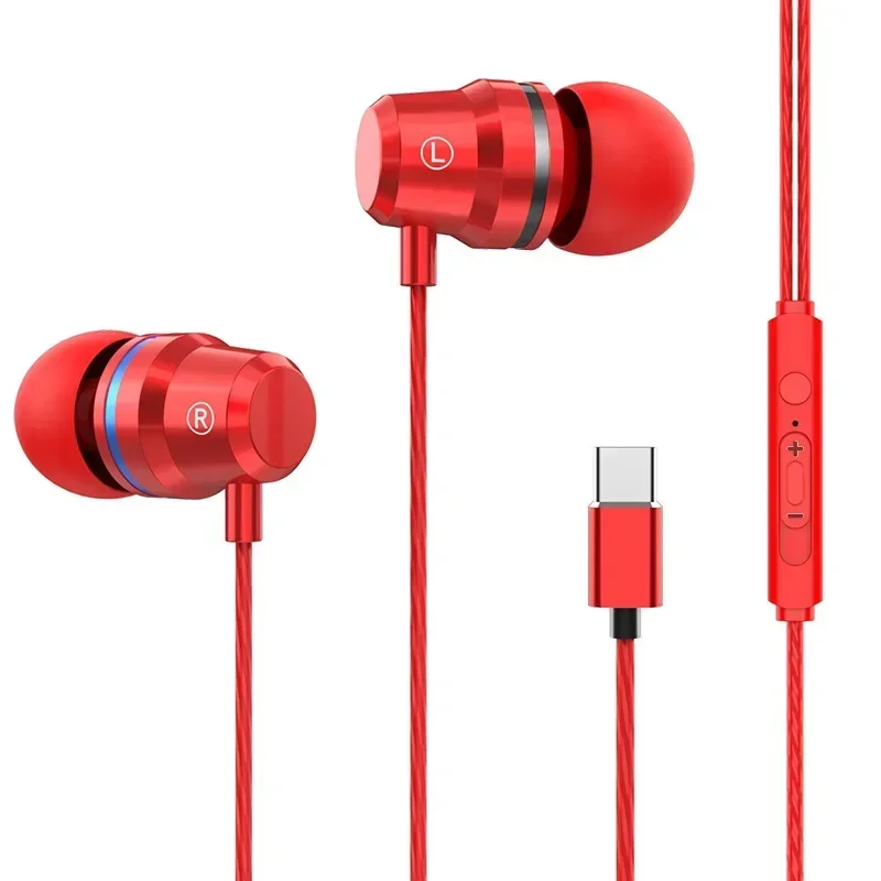 Fones de ouvido metálicos tipo C para Oneplus, controle de fio, baixo, microfone intra-auricular, fone de ouvido magnético, Xiaomi, P50, 9, 8, 7 Pro, P50