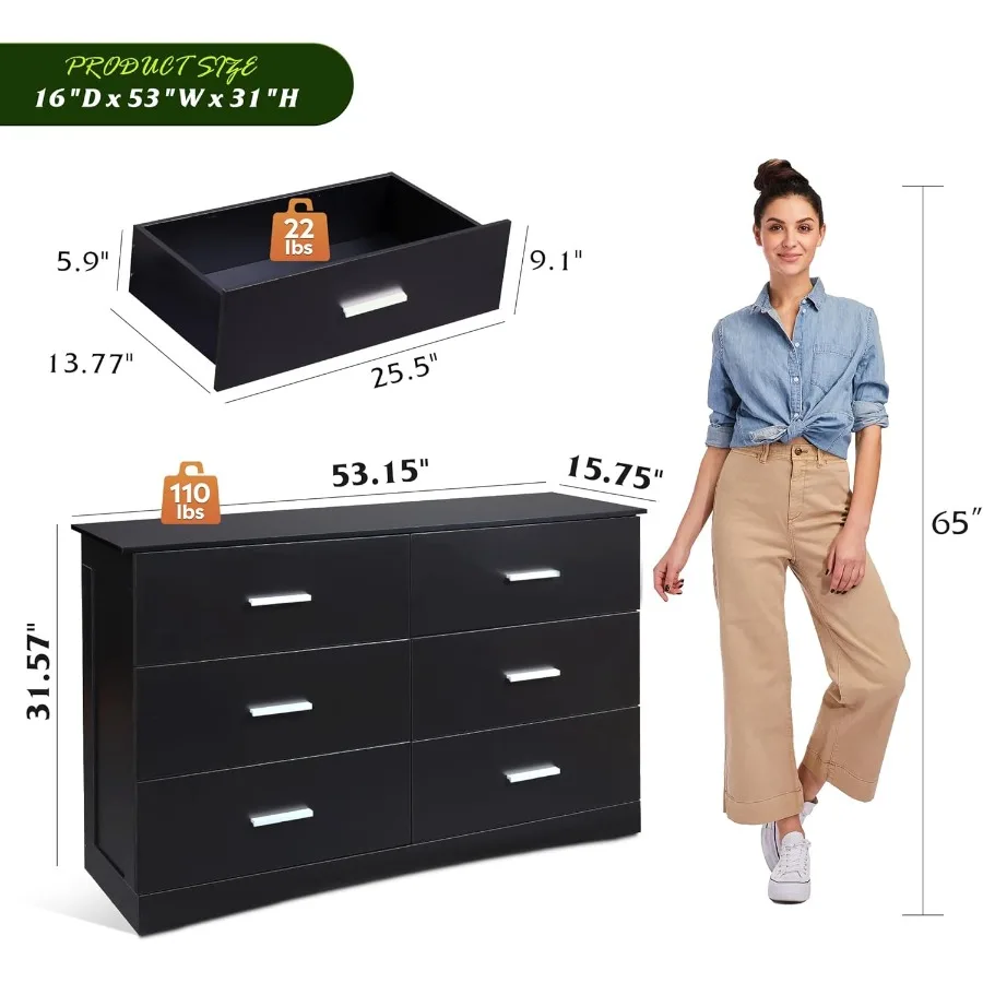 خزانة خشبية لغرفة النوم خزانة ذات أدراج واسعة مع 6 أدراج أثاث من خشب البلوط وحدة برج تخزين كبيرة لمدخل غرفة المعيشة #3