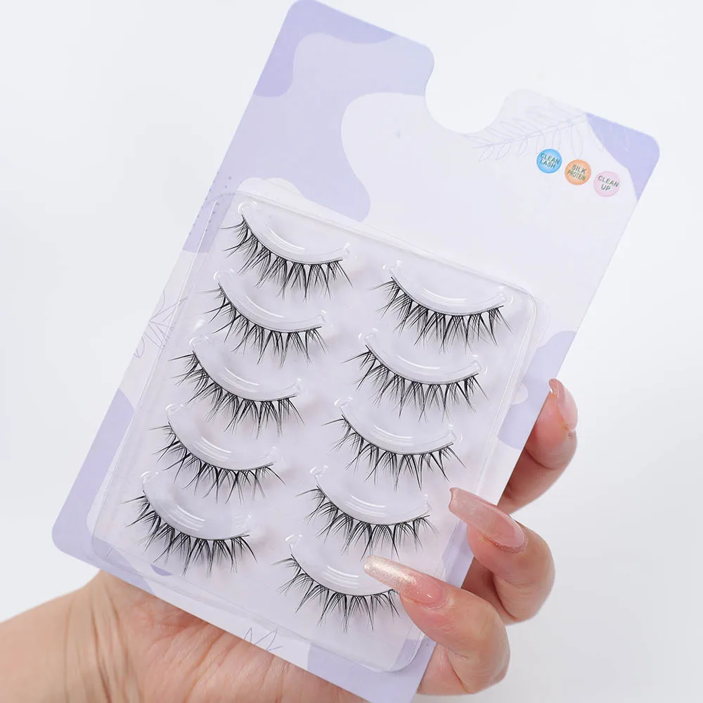 タイの漫画の悪魔スタイルのつけまつげ 5 組、ロールプレイングやステージ パフォーマンスに適した再利用可能な細いまつげ