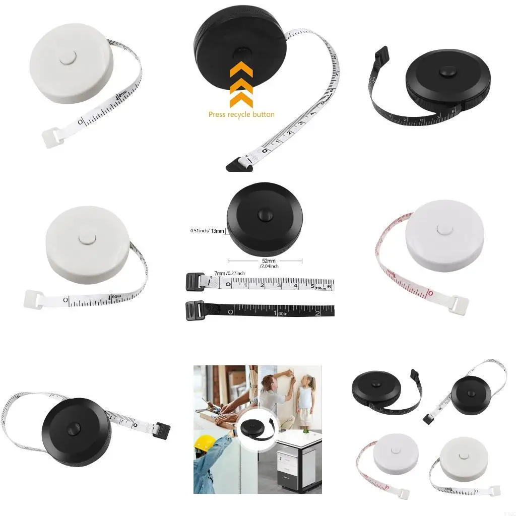 Измерительная лента для тела Мягкая рулетка Выдвижная лента с двойной шкалой Портновская линейка Мини-рулетка Измерительная 150