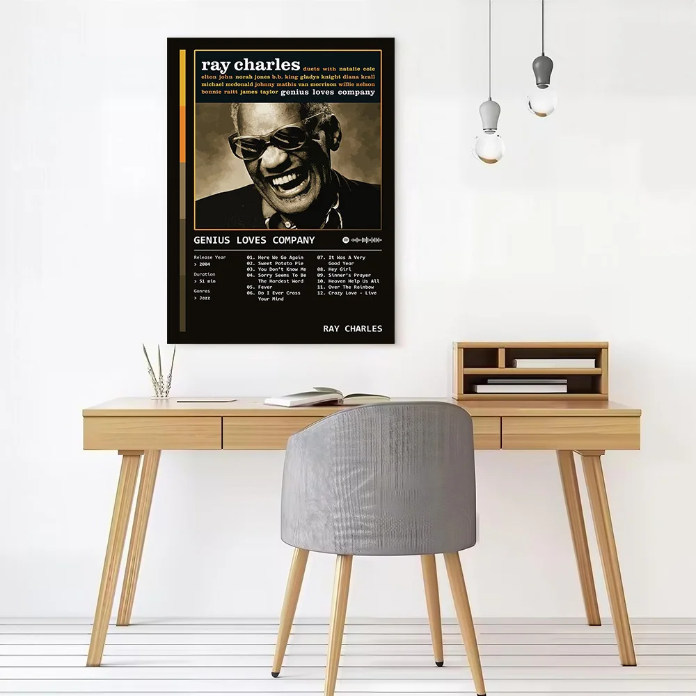 Genius Loves Company (2004) Album By Ray Charles Canvas Wall Art Poster Custom Photo Print Modern Painting for Fans Decor Room