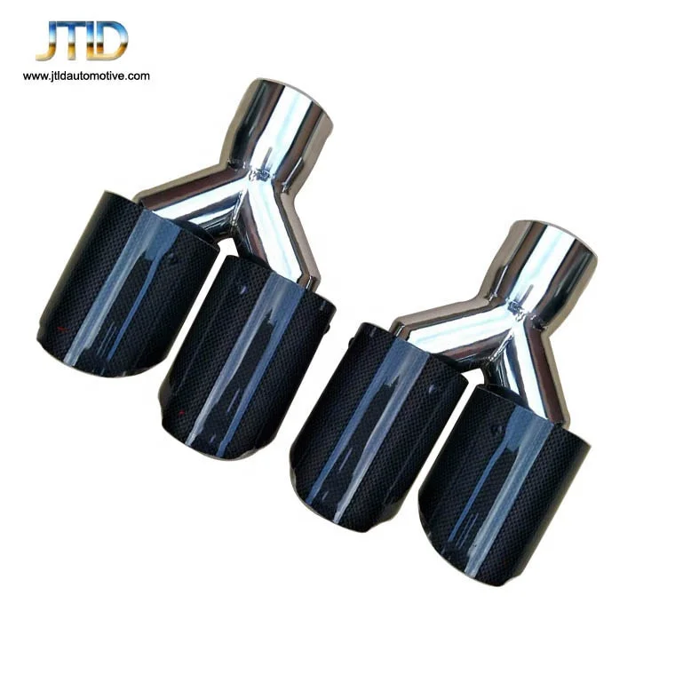 JTLD for AK Akrapovic High Quality Black Carbon Fiber Exhaust Tip Classic Double Outlet Type Y Smooth Exhaust Tip End Tube