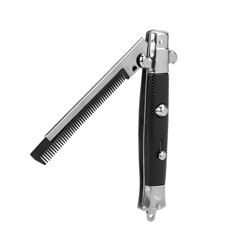 หวีเคราพับเก็บได้ทำจากสแตนเลสหวีจัดแต่งทรงผมด้ามจับยาวแบบพกพา