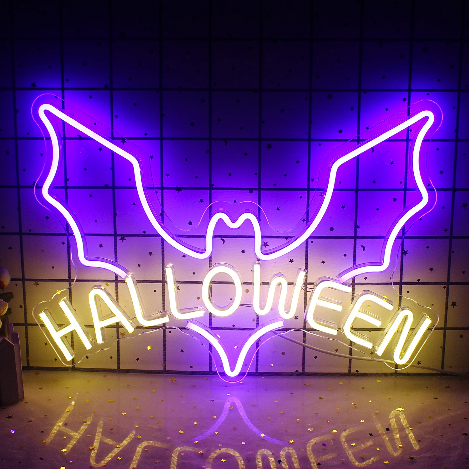 Halloween Neon Sign Bat Neon Led Light Halloween Party Decoration For Home Living Room Bar Shop Wall Art Decor USB Powered Neon