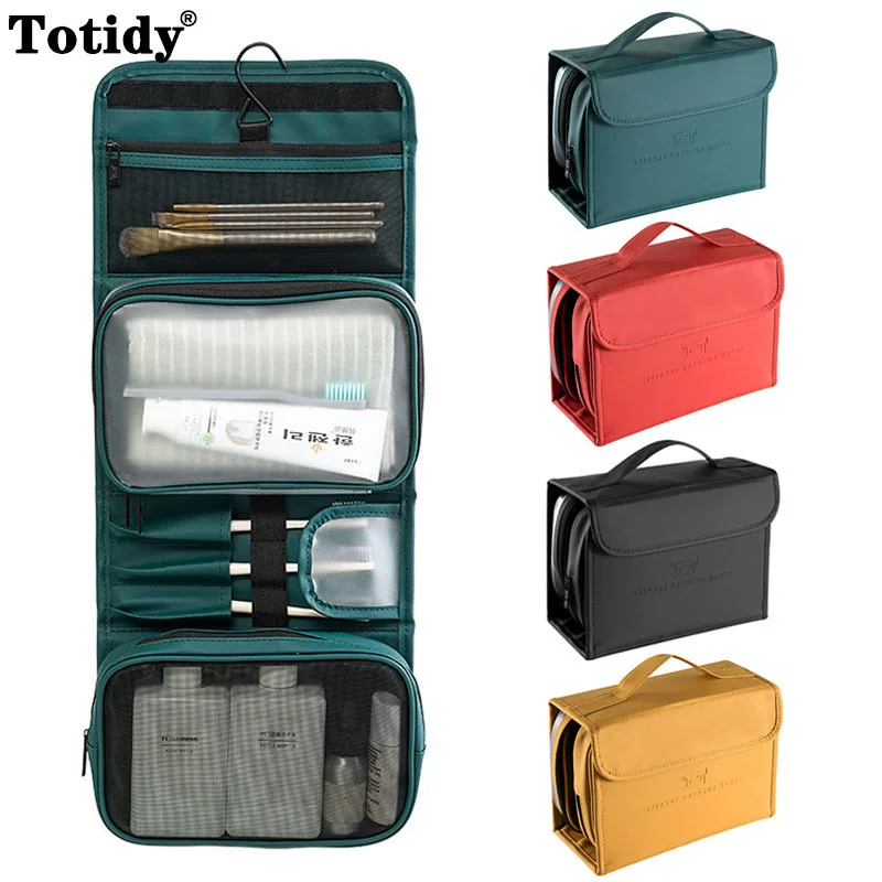 

Unisex OL Cosmetic Box For Women&Men Travel Toiletry Bag PU Make Up Box Foldable Cosmetics Bag Tote Organizer Bag Makeup Box