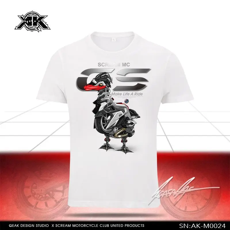 

Motorcycle Waterbird Locomotive Designer Youth Popular Series Men's Summer Short Sleeve T-Shirt Loose Large Size Team