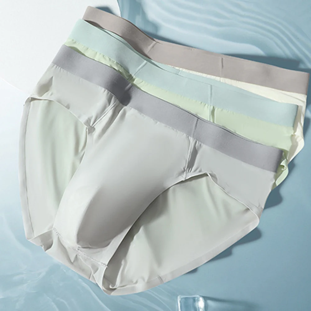 Men Fashion Pouch Panties Breathable Underpants Stretch Underwear Ice Silk Very Hot Lingerie Seamless Boxers Quick Dry Brief