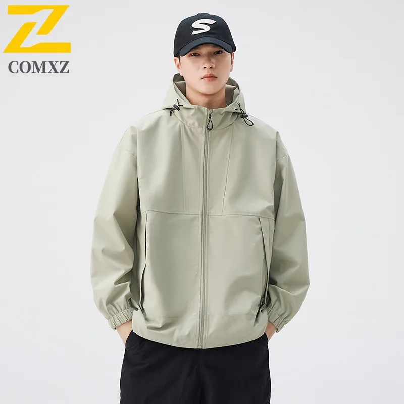 

COMXZ 2025, американская уличная функциональная рабочая одежда, мужская осенняя свободная ветрозащитная водонепроницаемая повседневная куртка, пальто