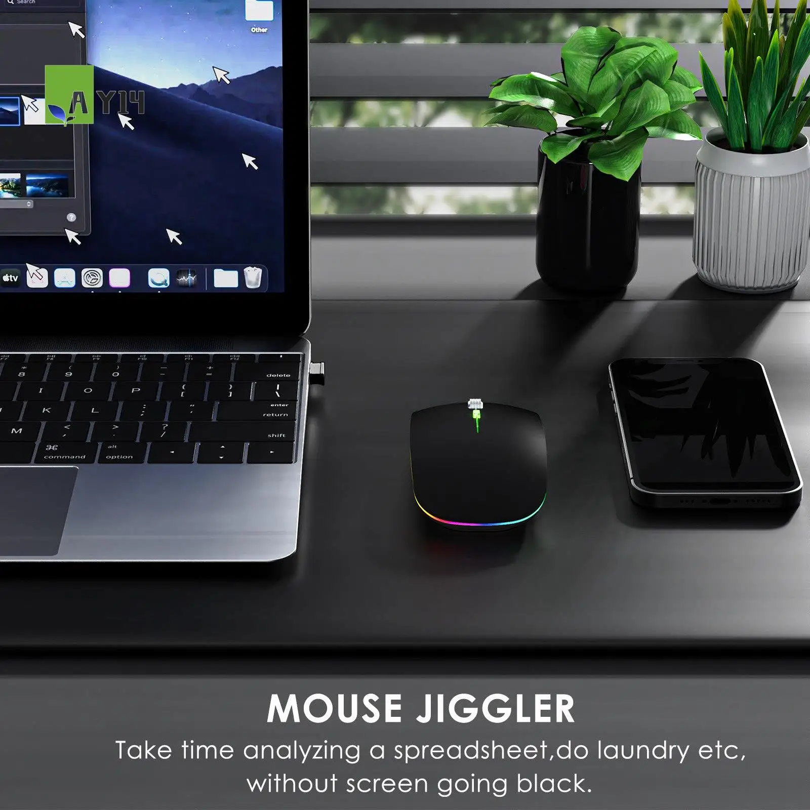 

AY14 -Mouse Jiggler Anti-Hibernate Auto-Move Cursor Virtual Wireless Bluetooth Mouse Prevent Computer Lock Screen Mover