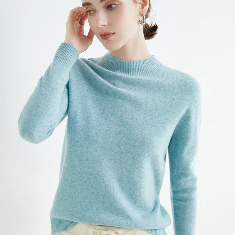 100% Merino Wool Cashmere Sweater Women Knitted Sweater Turtleneck Long Sleeve Pullovers Autumn Winter Clothing Warm Jumper Tops