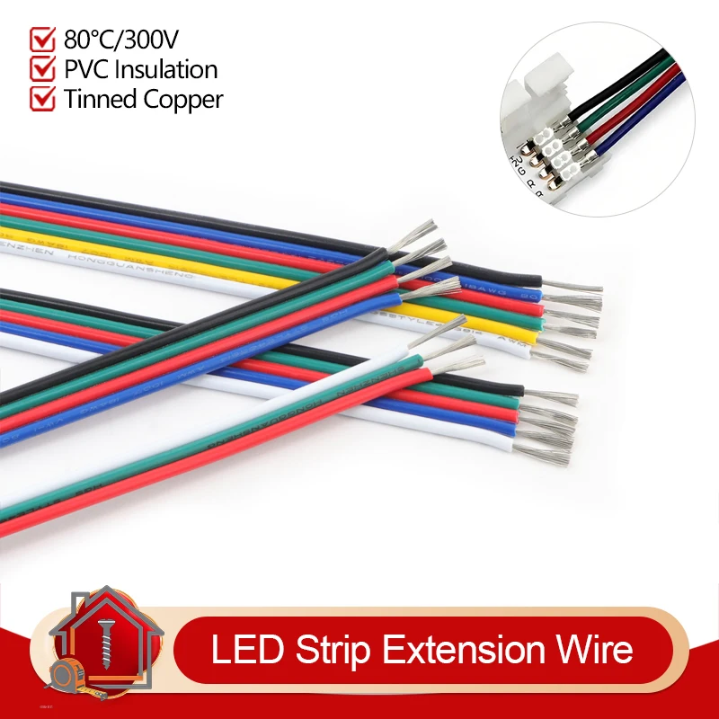 2-20m LED Strip Extension Wire 2/3/4/5/6-pin 22 20 18AWG Parallel Cable For RGB RGBW RGBCCT WS2812B LED Strip Lights