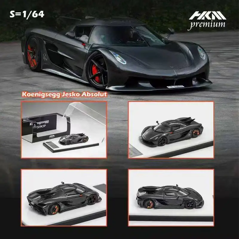 

HKM Premium 1:64 Koenigsegg Jesko Absolut Black Full Carbon Diecast Car Model with Display Case In Stock Ready To Ship