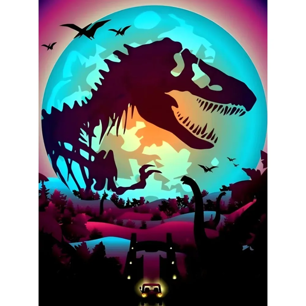

5D DIY Art Jurassic Dinosaur Diamond Painting Tyrannosaurus Rex Park Diamond Cross Stitch Color Mosaic Home Wall Decor