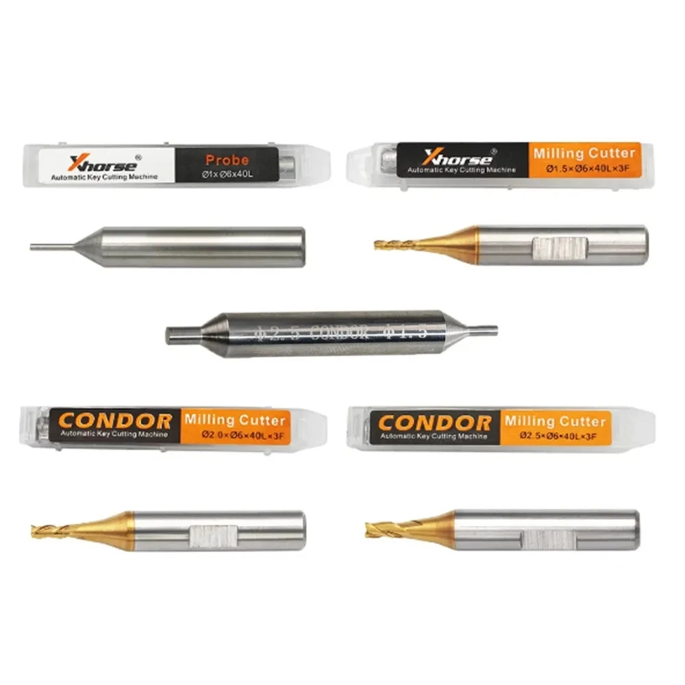 3/4PCS 1.5/2/2.5mm Milling Cutters & 1.0mm Tracer Probe for Xhorse Condor XC-MINI & Dolphin XP005