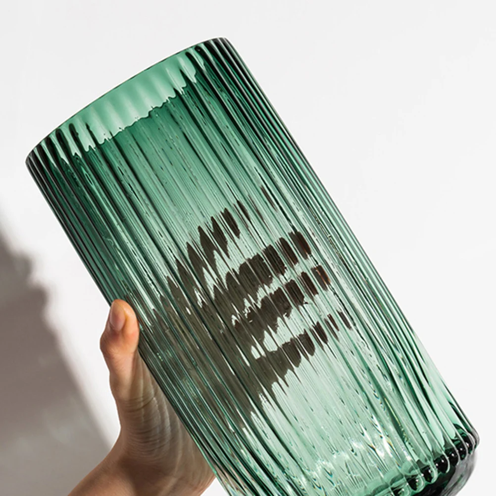 

1Pcs Column Glass Vase L Size Light Green Refined Shape Simple Elaborate Craft Home Hotel Decorative Vase for Dry Flowers Water