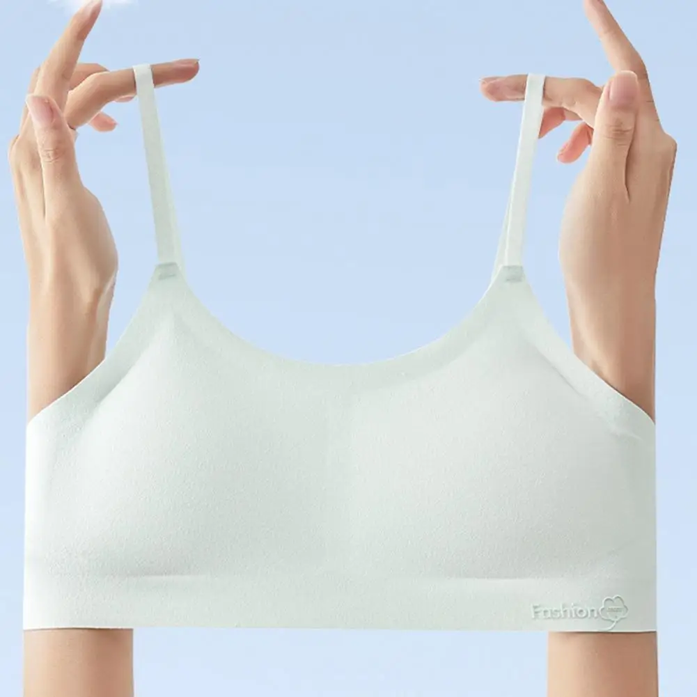 Women Comfortable Bra Nylon Spandex Bra Training Bras for Teens Girls Sports Bra with Removable Pads Wire-free Cropped Cami
