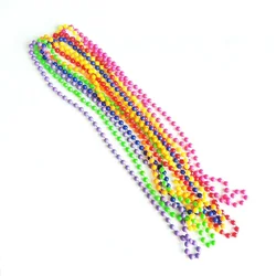 30pcs Assorted Round Neon Plastic Beaded Necklaces Party Supplies Mardi Gras Festival Parade Favors Celebrations Decorations