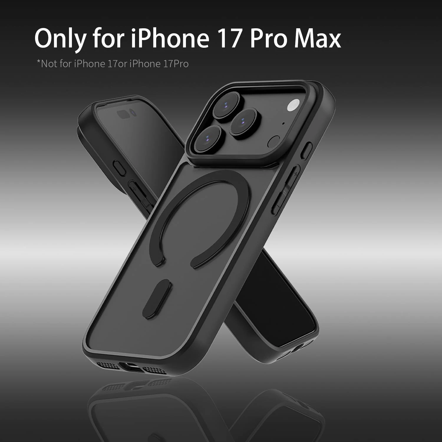Funda magnética para iPhone 17 Pro Max, antiamarillado, negro mate, Compatible con MagSafe, cubierta híbrida a prueba de golpes para iPhone 17Pro Air
