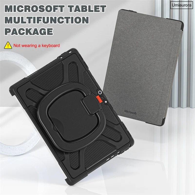 Capa para tablet para microsoft surface go 1 2 3 pro 4 5 6 7 12.3 "pro 8 9 13 polegadas rotação 360 anel de mão suporte capa à prova de choque funda