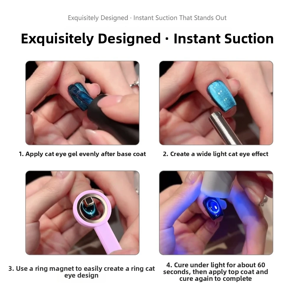 Upgrade Hollow Cat Eye Magnet Cat-Eye Nail Halo Style DIY Strong Power Ring Portable Creation Nail Tool Magnetic Nail Magnet - view 5