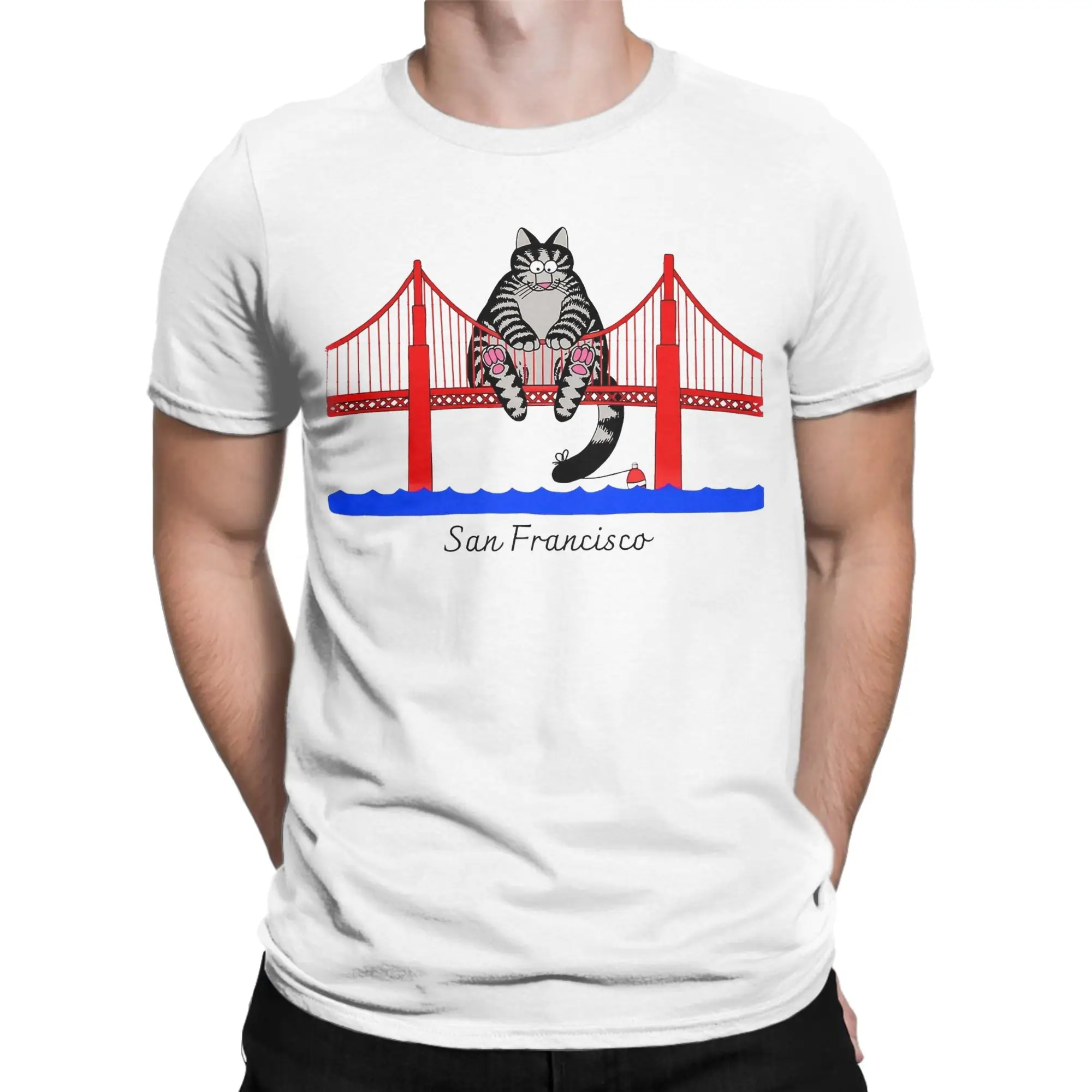 Ryan Gosling Cat Golden Gate Bridge Cat T-Shirt for Men Project Hail Mary Casual Cotton Tees Round Collar Short Sleeve T Shirts