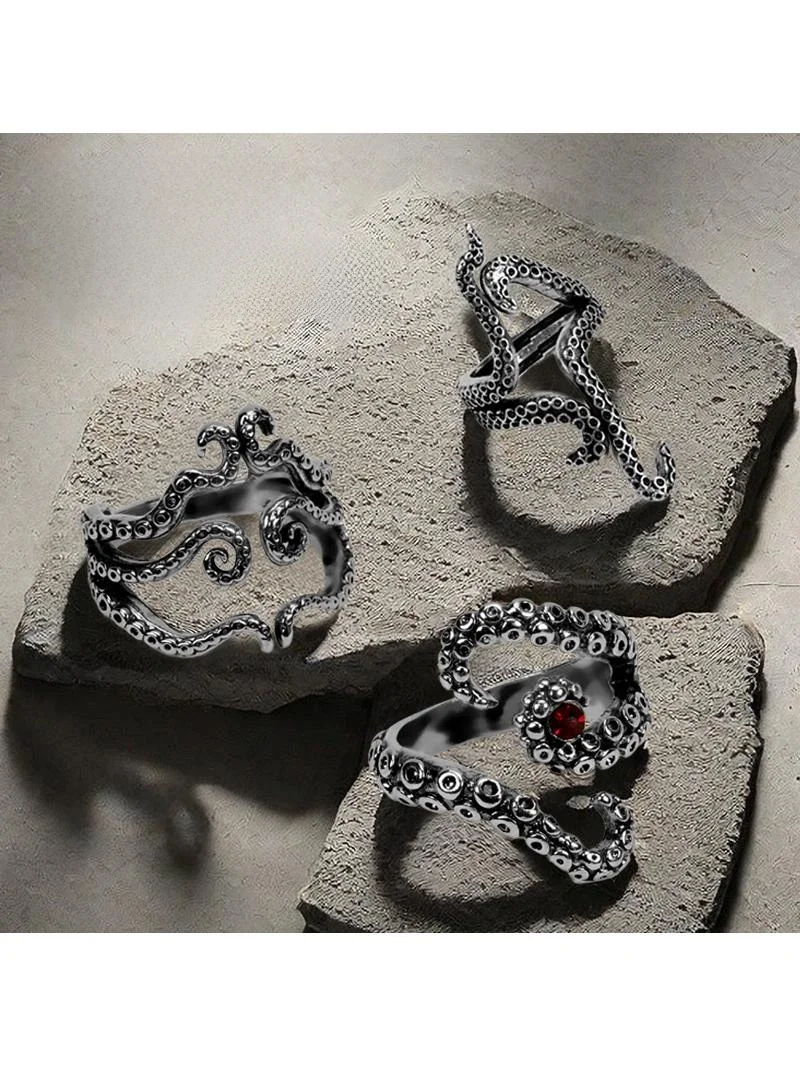 

Кольцо с когтями осьминога в стиле панк для мужчин, регулируемое, в ретро-стиле, крутой персонализированный модный аксессуар-украшение