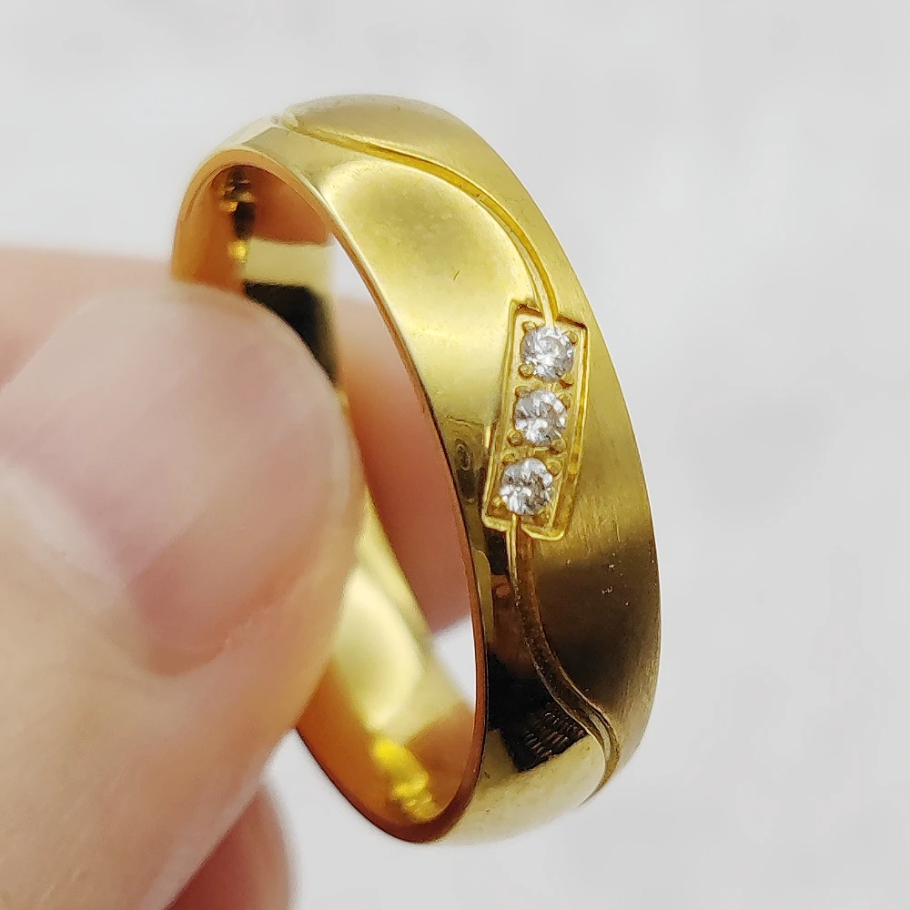 Fashion Ring Hot Selling Lover's Hand Finger Jewellery Luxury Promise Golden Stainless Steel Hers Wedding Rings