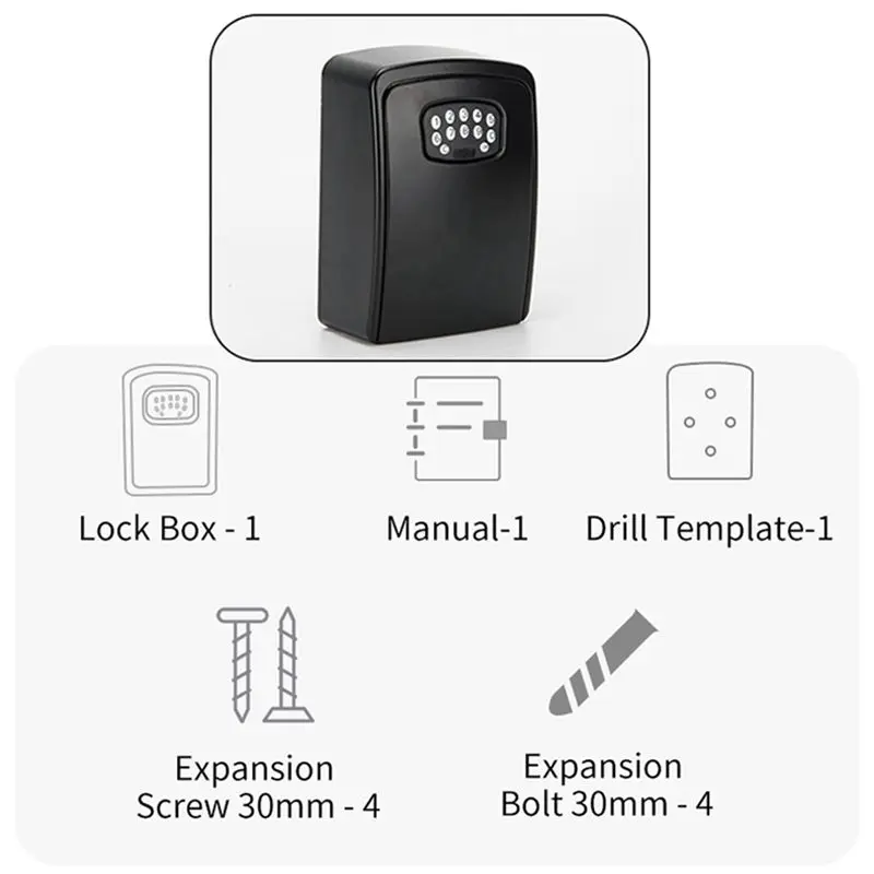 2X TUYA Smart Key Box Bluetooth Storage Lock Box Smart Life App Wall Mount Security Lockbox-Password-Y41A